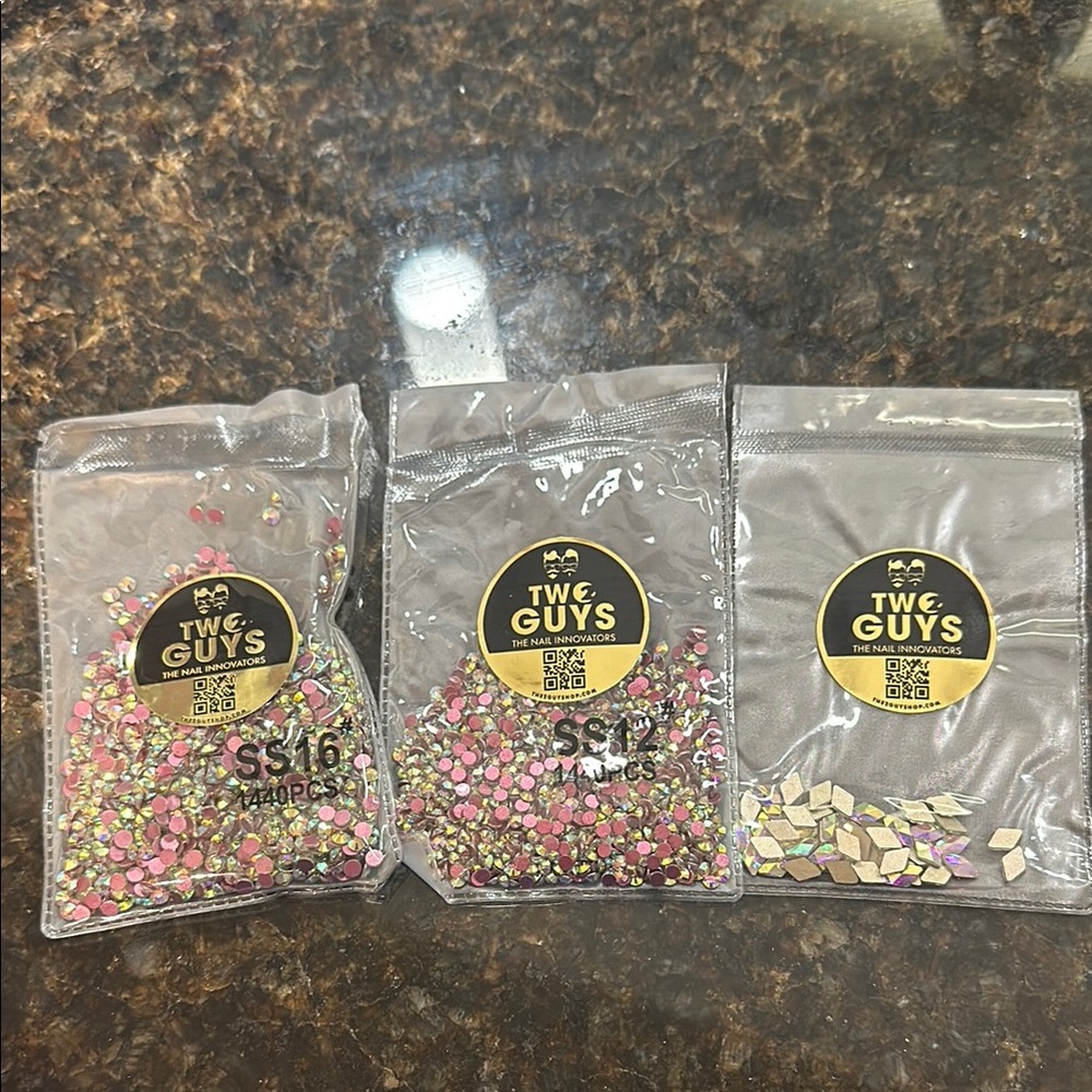 Two Guys Nail Rhinestones - 3 Bags - New Never Used